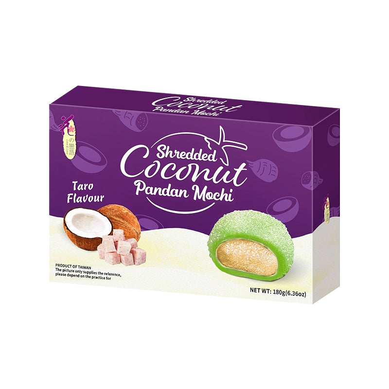 Shredded Coconut Pandan Mochi – Taro Flavour – LOVE & LOVE