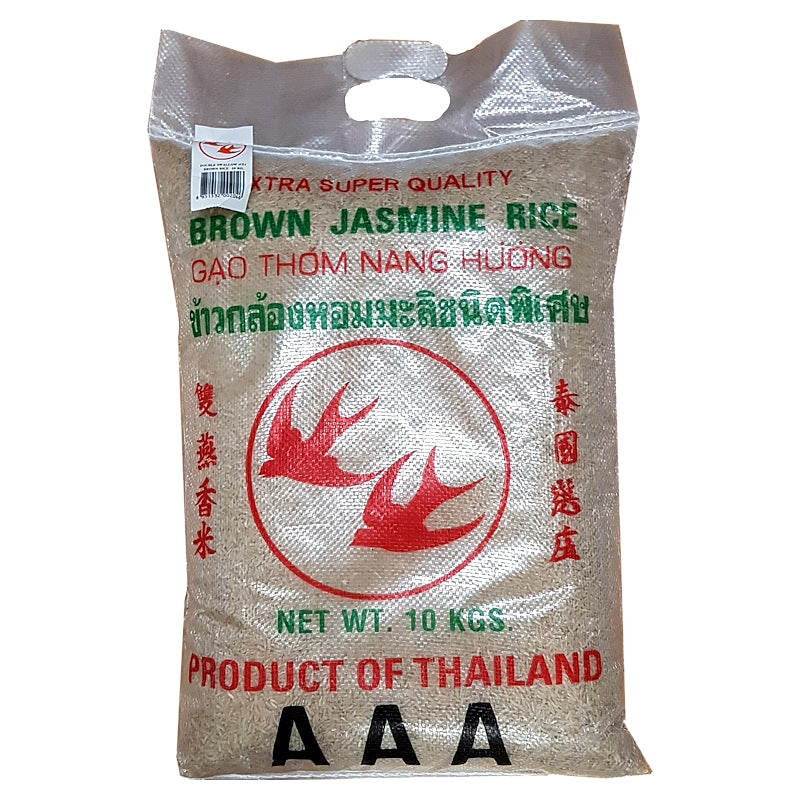 Thai Brown Jasmine Rice 10kg – DOUBLE SWALLOW