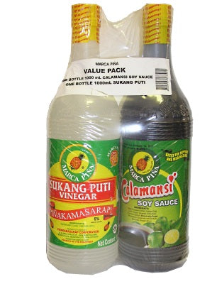 Calamansi Soy Sauce 1000ml + Vinegar 1000ml Value Pack - MARCA PINA