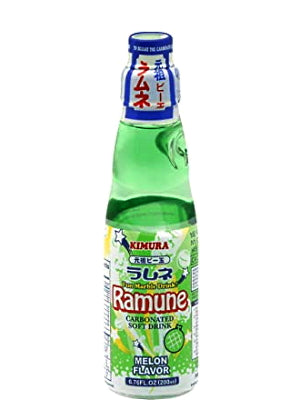 RAMUNE Carbonated Soft Drink - Melon Flavour - KIMURA