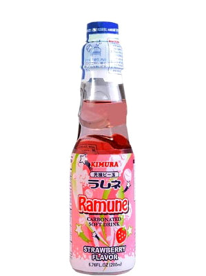 RAMUNE Carbonated Soft Drink - Strawberry Flavour - KIMURA