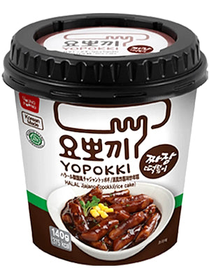 Topokki (rice cakes) with Jjajang (black soy) Sauce HALAL - YOPOKKI