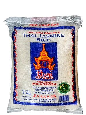 Thai Jasmine Rice - Extra Supreme (AAAAA) Quality 5kg - THAI CROWN