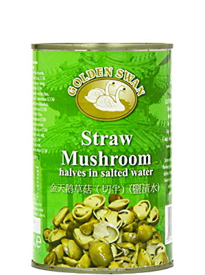 Straw Mushrooms (half-cut) in Brine 24x425g - GOLDEN SWAN