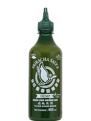 Sriracha GREEN Chilli Sauce with HEMP Seed Oil 455ml - FLYING GOOSE