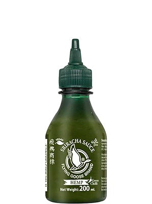 Sriracha GREEN Chilli Sauce with HEMP Seed Oil 200ml - FLYING GOOSE